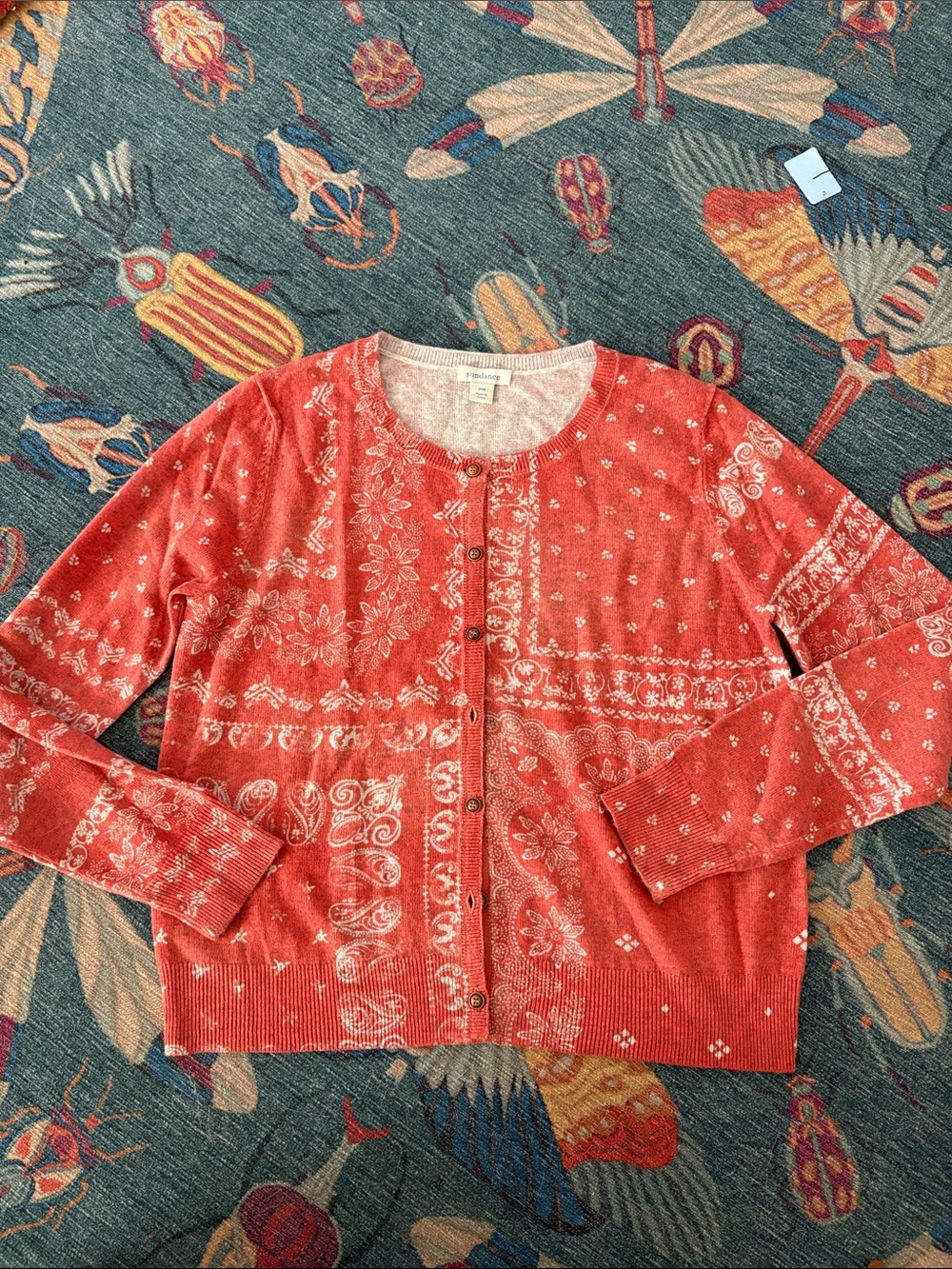 Like new Sundance paisley bandana Cardigan Sweater - Coral P M